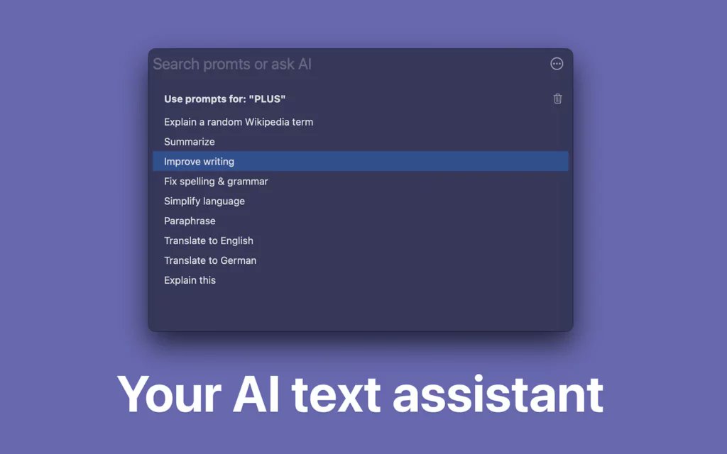 gerasim_sergey's tweet card. Enhance your writing with Plus AI, the ultimate AI text assistant for macOS 13.0 or later. Features include email and presentation composition, text improvement, summarization, translation, and...