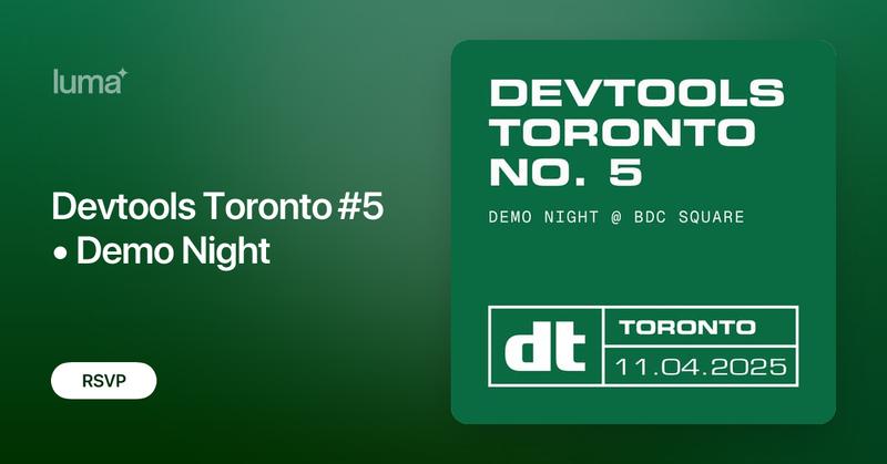 devtoolsTO's tweet card. DevTools Toronto is a community of software development tool builders, entrepreneurs, and enthusiasts. For Demo Night, we've asked select community members to…