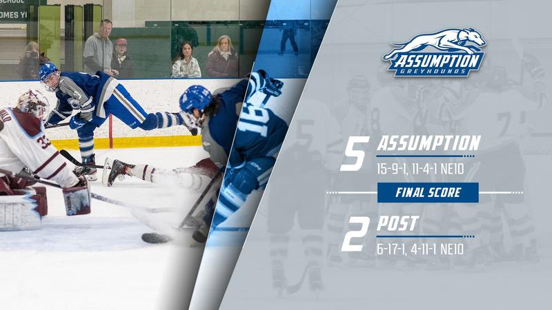 GoAssumptionU's tweet card. WORCESTER, Mass. – Colin Philippon, Shane Sullivan, and Ryan Decker combined to record four goals and seven assists, as the Assumption University men's ice hockey team picked up a 5-2 Northeast-10...