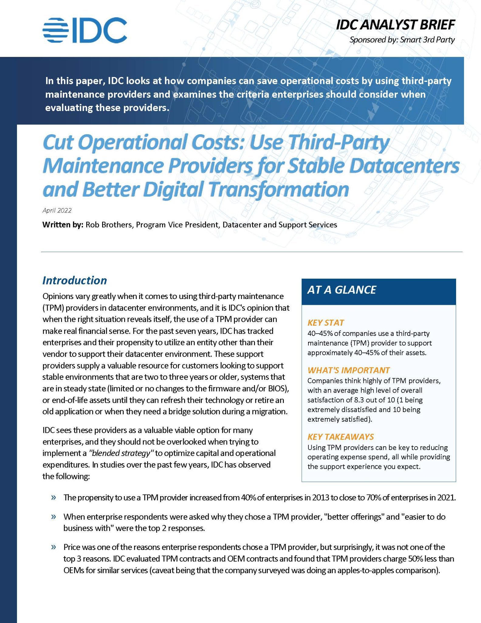 Smart3rdParty's tweet card. Unlock the latest insights from IDC Analyst Brief. Learn how Smart 3rd Party's IT maintenance solutions can optimize your technology investments. Read now!