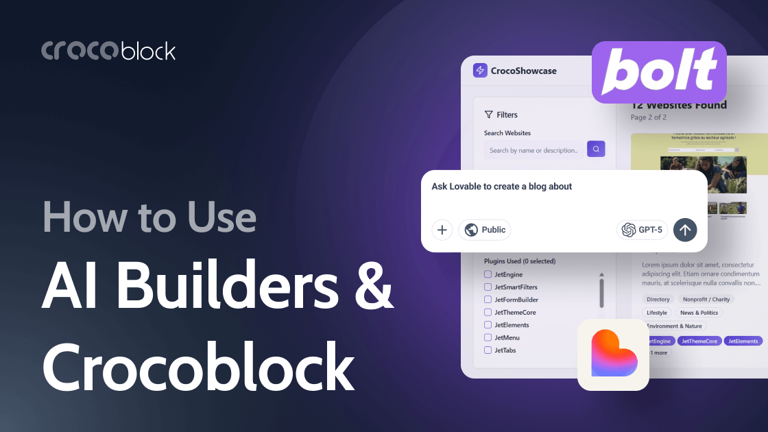 MRcrocoblock's tweet card. Discover how merging JetPlugins with AI builders can create faster, more modern WordPress websites. Learn the hybrid approach to revolutionizing web development by integrating AI tools.