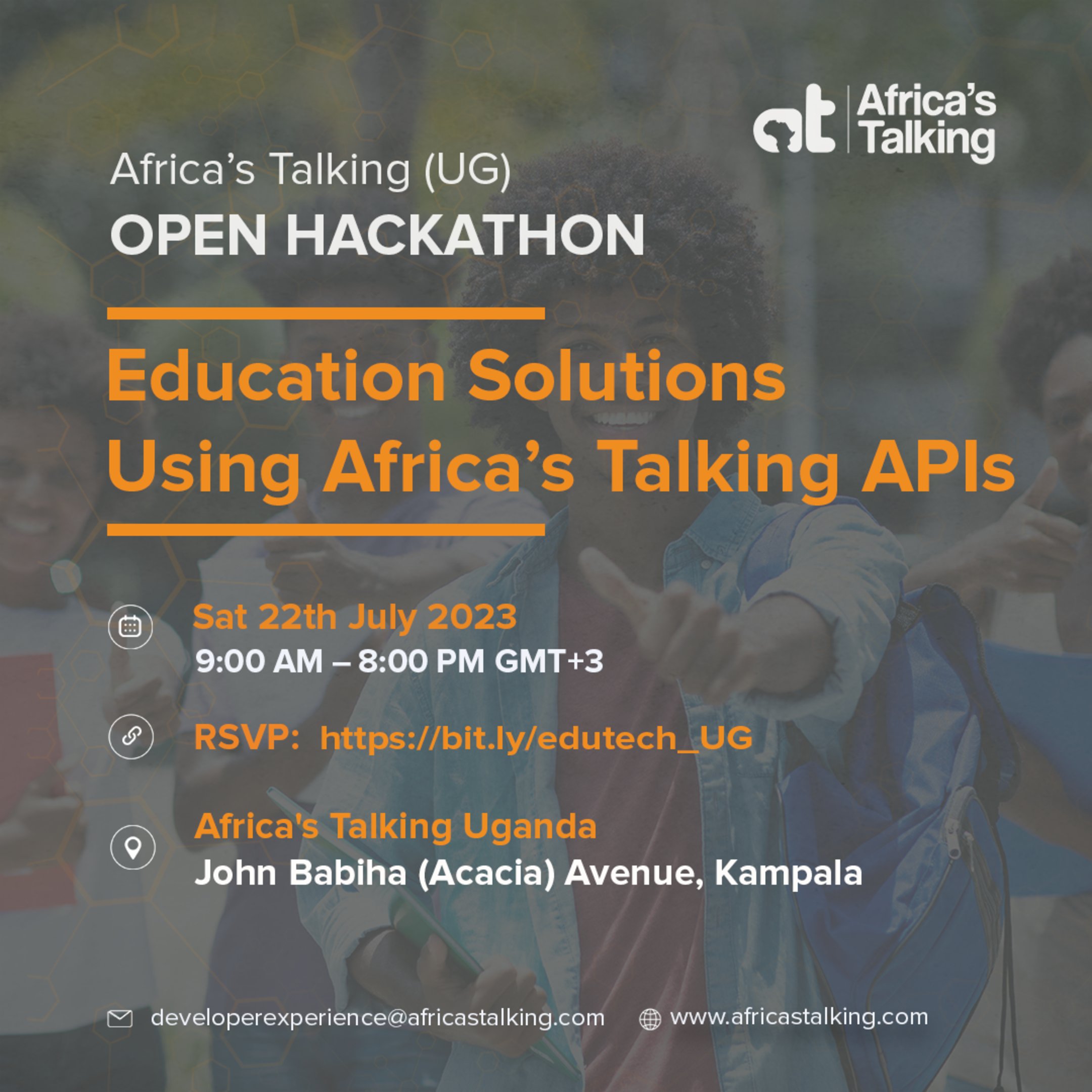oquidave's tweet card. In-person Event - Join us for an exciting EduTech Hackathon on July 22nd, 2023, at Africa's Talking Uganda HQ. THEME: EduTech Explore how technology can transform education in a one-day event filled...