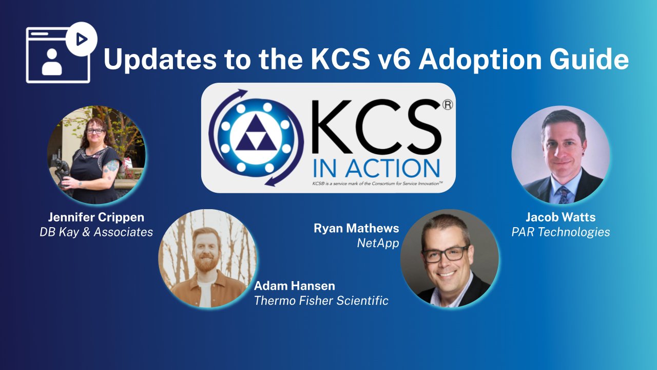 KCSinAction's tweet card. A group of Consortium Members were inspired to make the KCS v6 Adoption Guide more helpful and to better reflect how they approach organizational