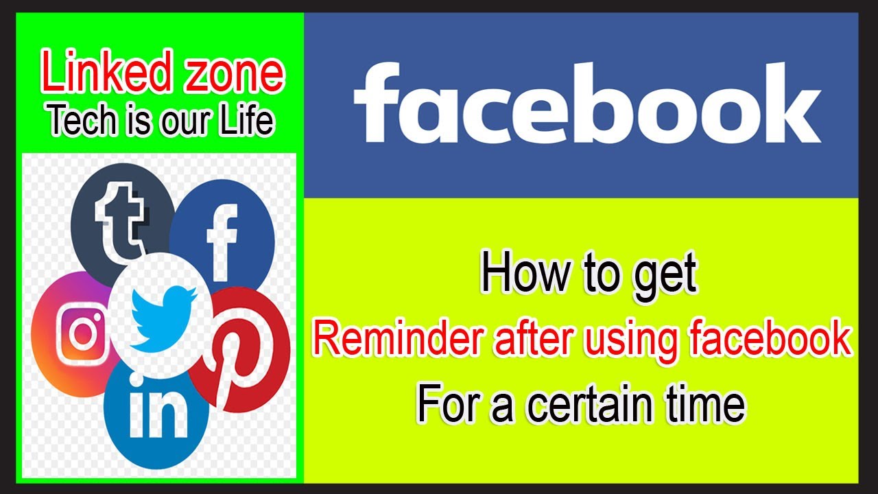 linked_zone's tweet card. How to get a reminder after using Facebook for a certain time