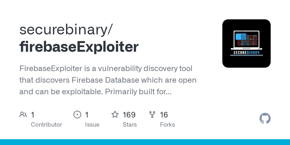 clintgibler's tweet card. FirebaseExploiter is a vulnerability discovery tool that discovers Firebase Database which are open and can be exploitable. Primarily built for mass hunting bug bounties and for penetration testing...