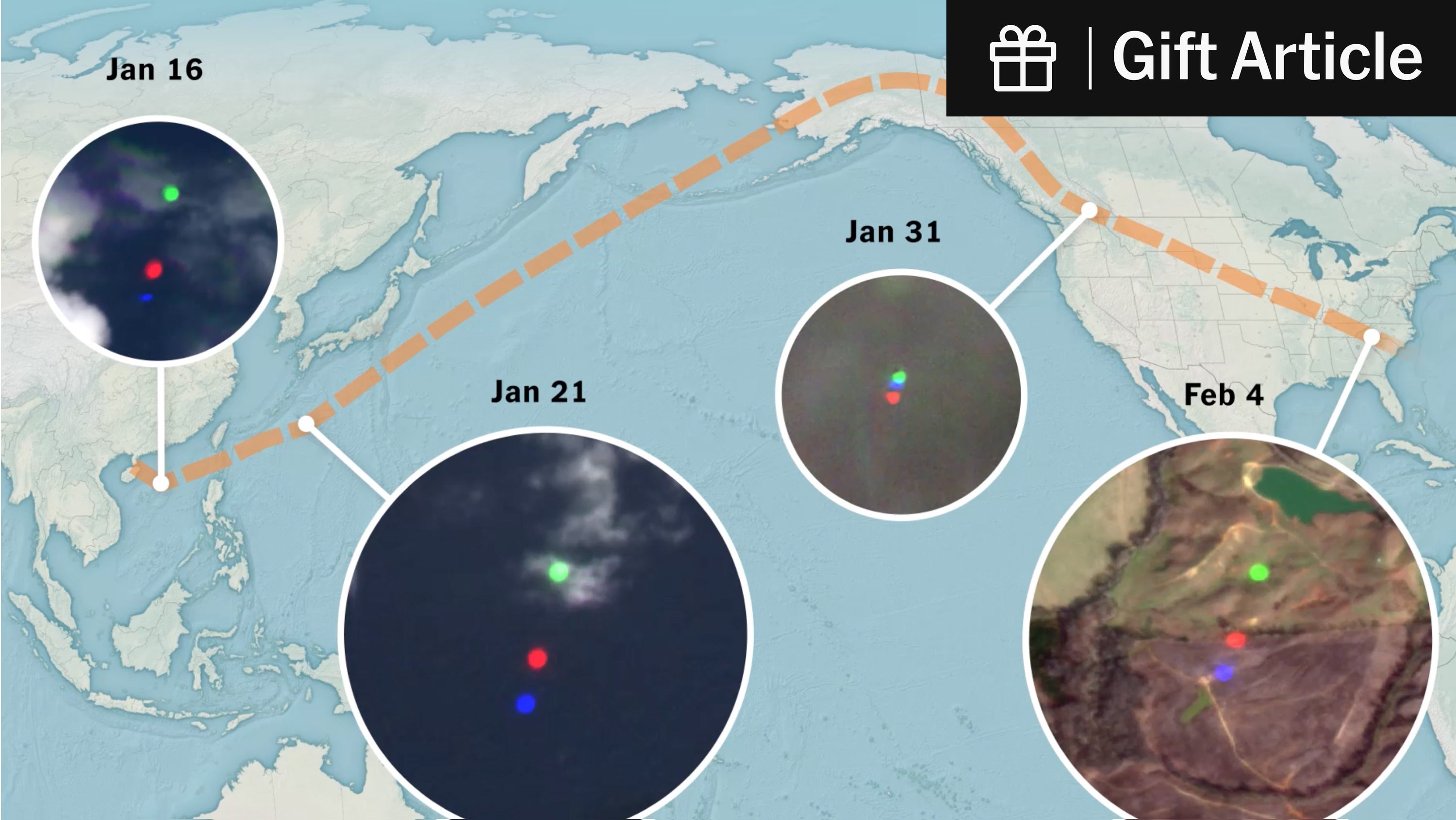 RAICLabs's tweet card. A new analysis of satellite imagery traces the path of the Chinese balloon from its launch in China to the United States.