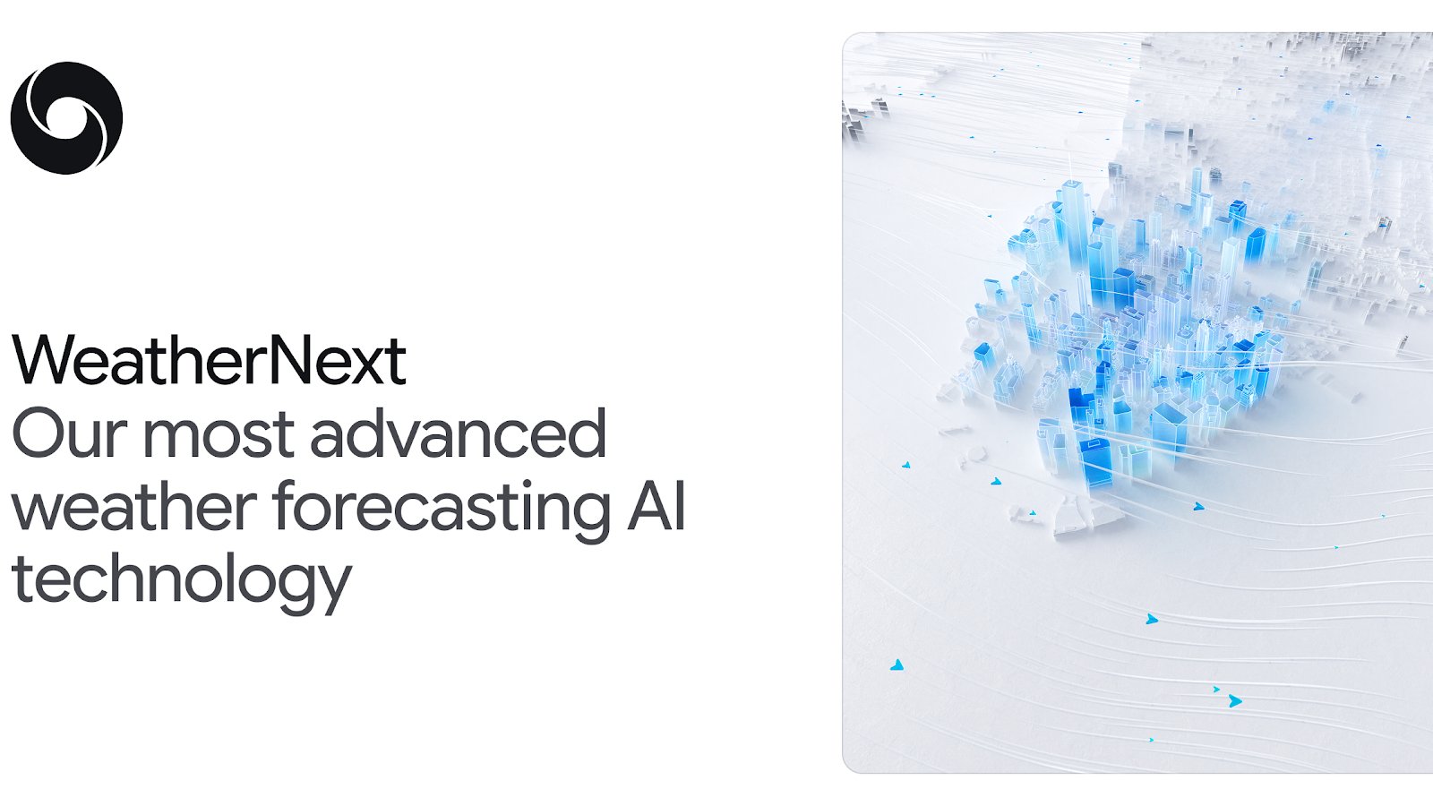 PeterWBattaglia's tweet card. WeatherNext is our most advanced weather forecasting AI technology.