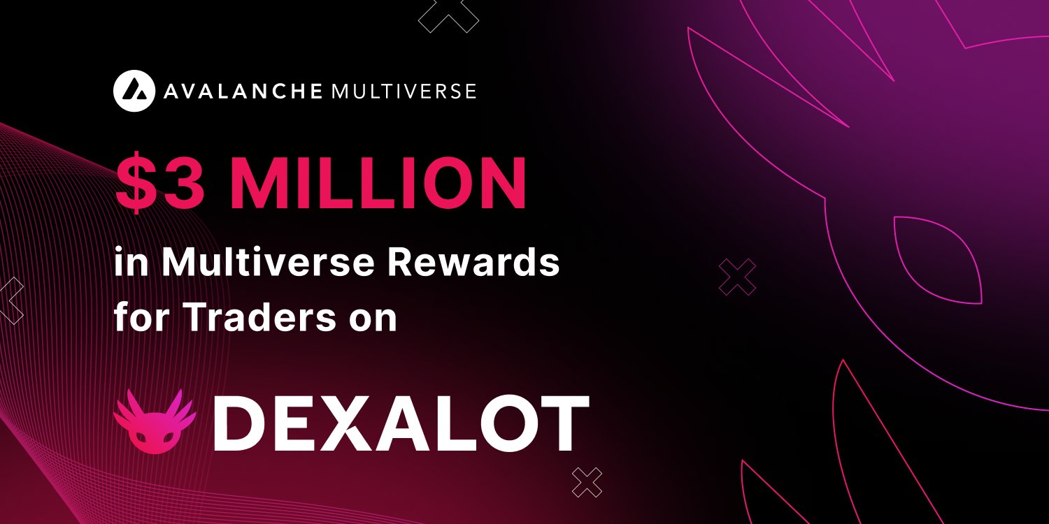 avax's tweet card. The Avalanche Foundation’s Multiverse grant program accelerating Subnet growth has awarded up to $3M to Dexalot, an exchange offering a CLOB model on-chain.