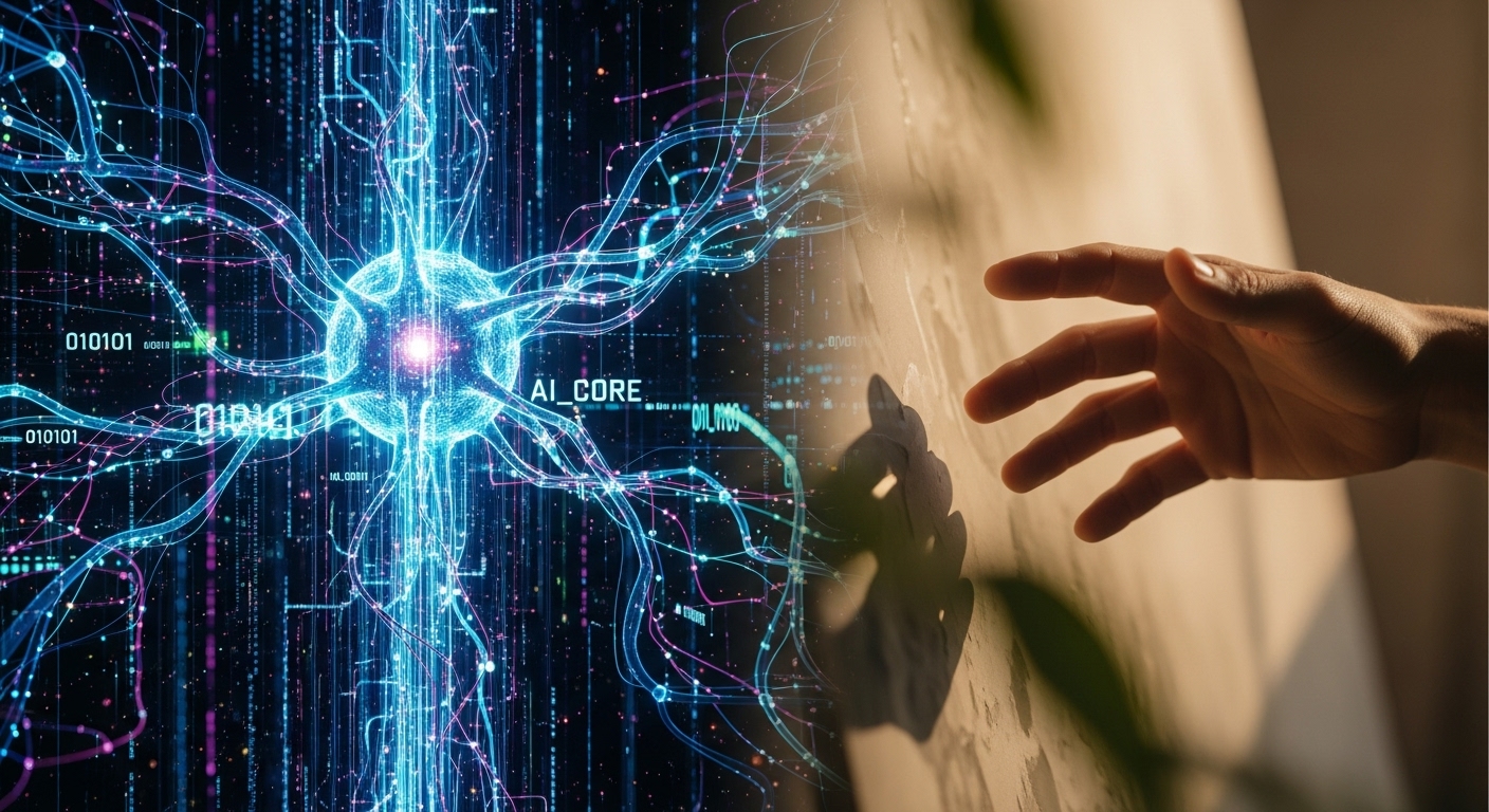 RootLogicDev's tweet card. As AI and autonomous systems master 'utility,' this piece probes the existential question: what is humanity's purpose when efficiency is no longer our domain?