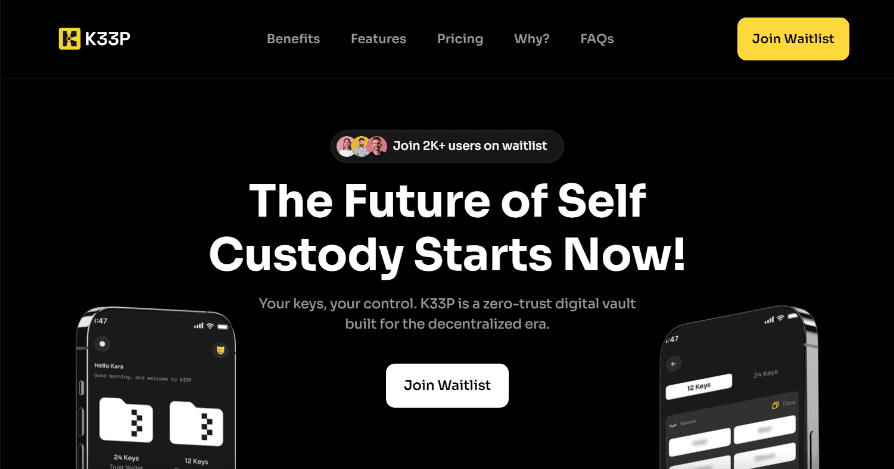 k33P_onchain's tweet card. Your keys, your control. K33P is a zero-trust digital vault built for the decentralized era.