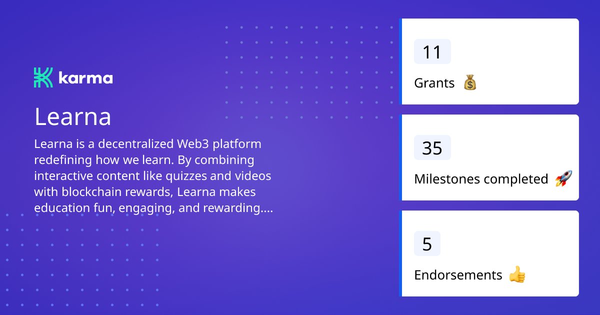 CeloDevs's tweet card. Learna is a decentralized Web3 platform redefining how we learn. By combining...