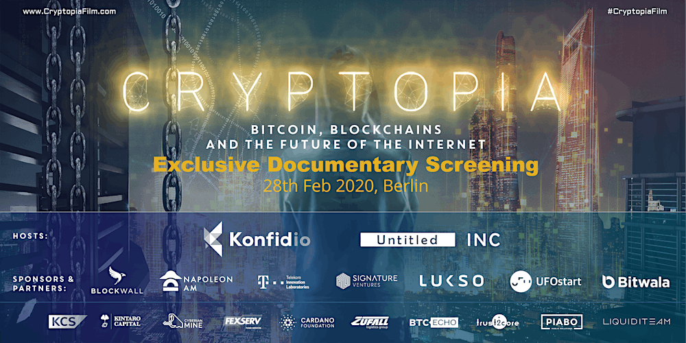 konfidio's tweet card. Exclusive Premiere Event of the highly anticipated documentary "Cryptopia: Bitcoin, Blockchains and the Future of the Internet"