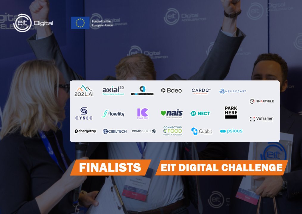 BrainCreators's tweet card. The 20 finalists of this year’s EIT Digital Challenge have just been announced, and they cover a wide variety of topics within the EIT Digital focus areas.