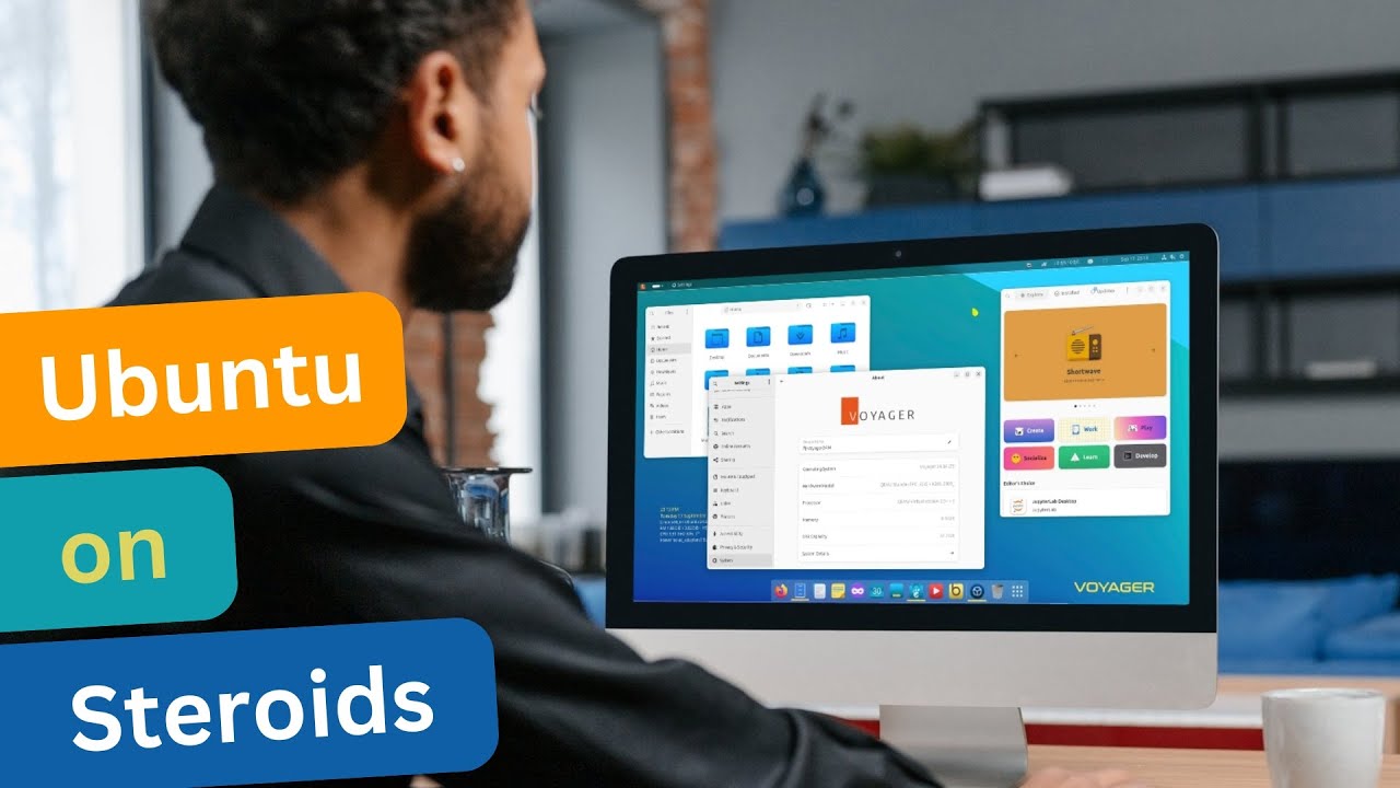 LinuxFossJourn's tweet card. Voyager Linux 24.04 Gnome: The Perfect Blend of Aesthetics and...