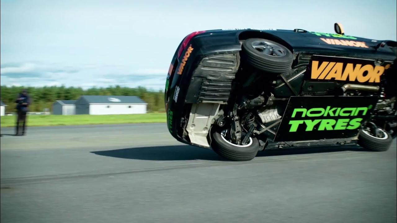 AbeshokaiT's tweet card. Nokian Tyres - The fastest side wheelie in a car (short): Watch the...