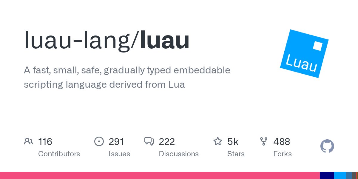 RobloxVoiceChat's tweet card. A fast, small, safe, gradually typed embeddable scripting language derived from Lua - luau-lang/luau