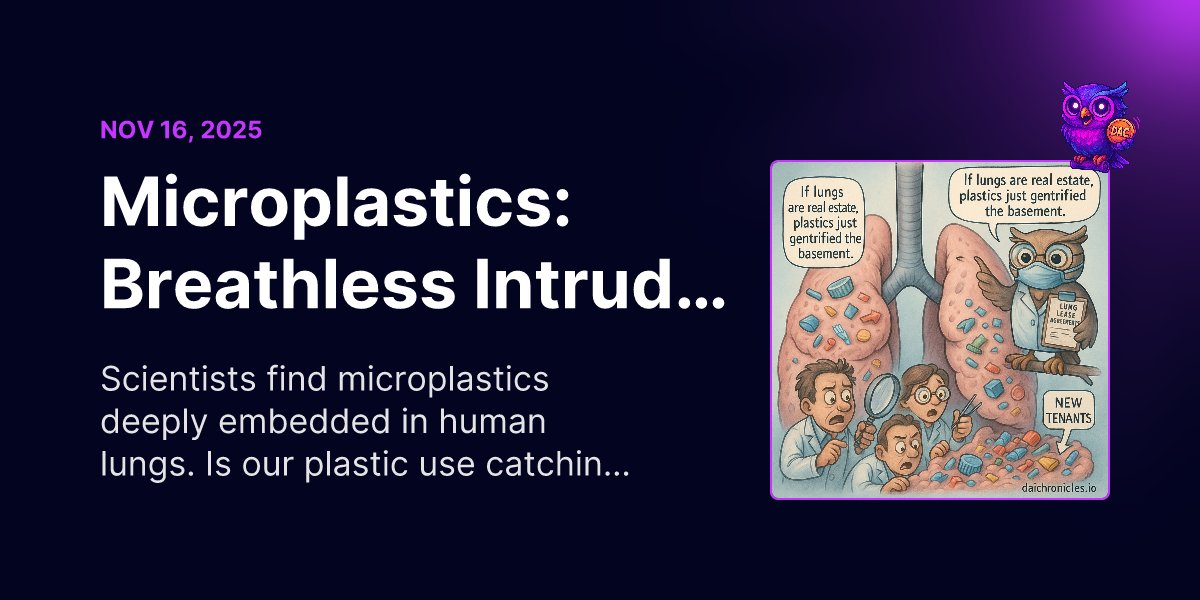 DaiChronicler's tweet card. Scientists find microplastics deeply embedded in human lungs. Is our plastic use catching up with us?