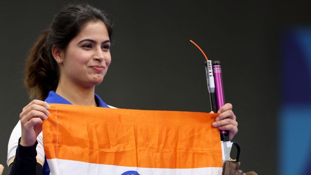 akshiyer's tweet card. Manu Bhaker is the first to win multiple medals at a single Olympic Games for independent India.