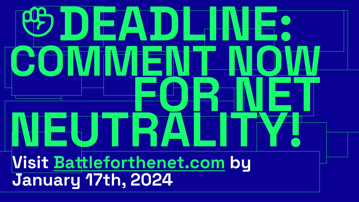 fightfortheftr's tweet card. Act NOW to support net neutrality with the FCC and your members of Congress.