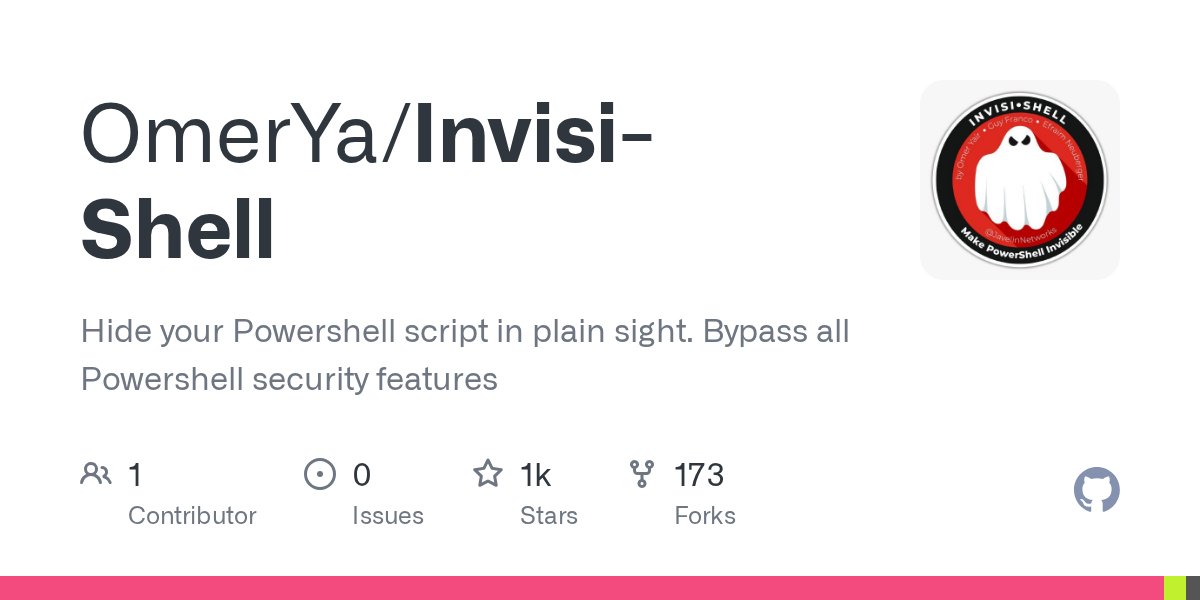 akaclandestine's tweet card. Hide your Powershell script in plain sight. Bypass all Powershell security features - OmerYa/Invisi-Shell