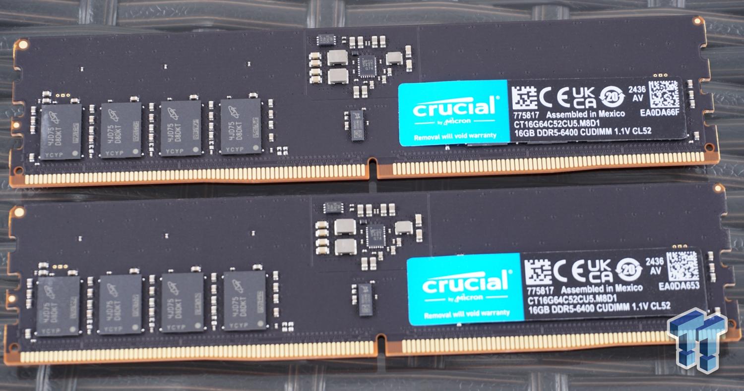 TweakTown's tweet card. Crucial is the first to give us a go with CUDIMM, as they provided us with the new JEDEC standard in a set of Crucial Classics at DDR5-6400.