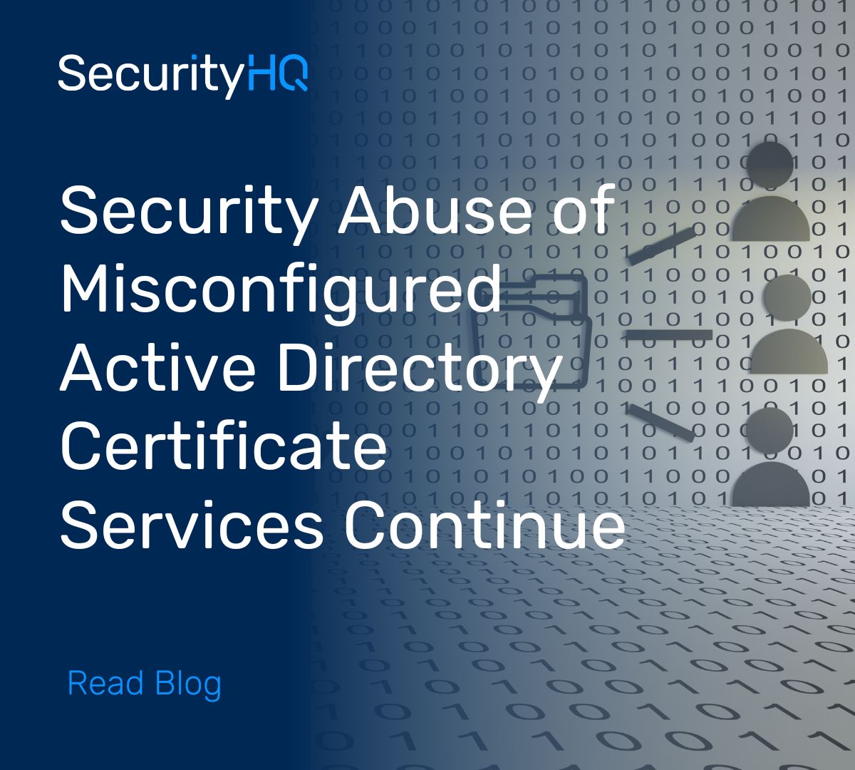 security_hq's tweet card. Vulnerabilities in Active Directory Certificate Services (ADCS) Microsoft Windows Servers that provide public key infrastructure.