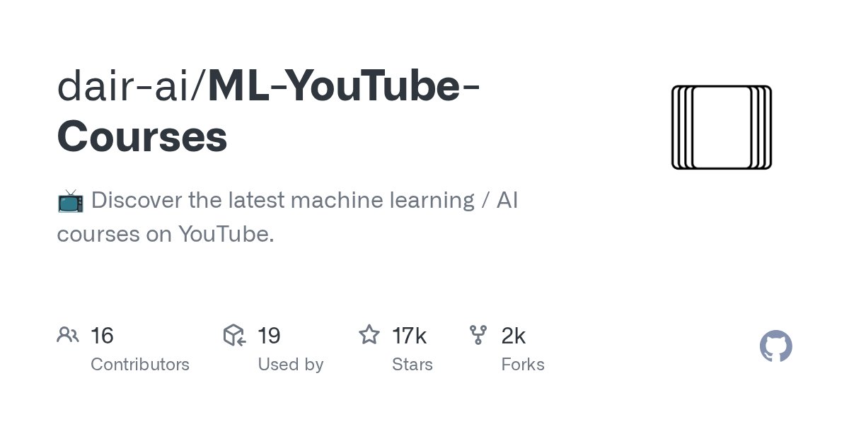PascalJappy's tweet card. 📺 Discover the latest machine learning / AI courses on YouTube. - dair-ai/ML-YouTube-Courses