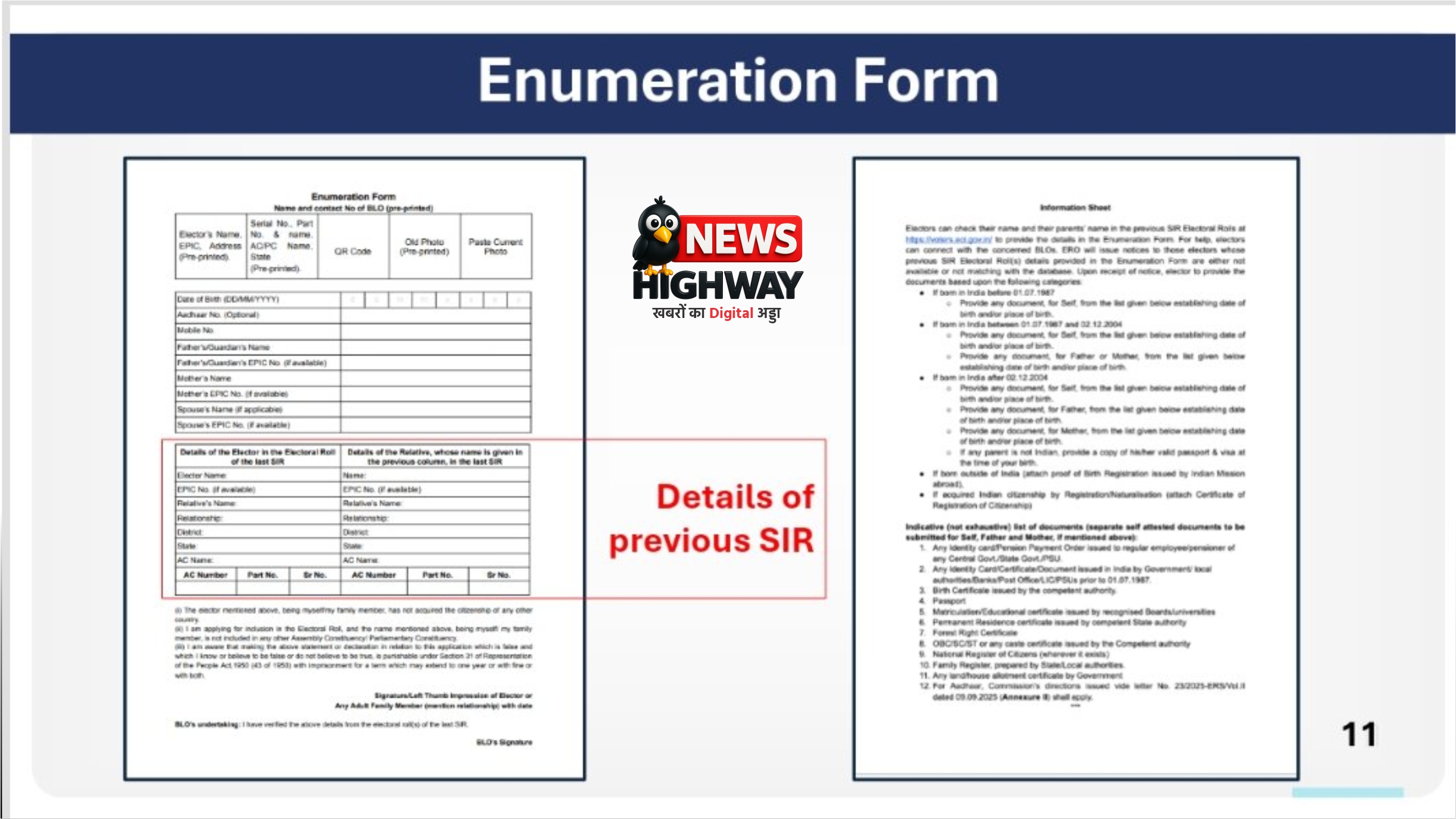 mynewshighway's tweet card. मतदान हर नागरिक का संवैधानिक अधिकार है। SIR फॉर्म की यह नई डिजिटल व्यवस्था वोटर सूची को और पारदर्शी बना रही है।