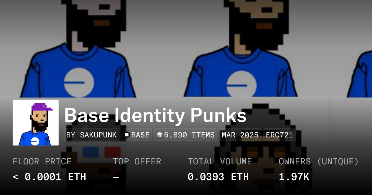 cryptoartpunks1's tweet card. OpenSea Description for Base Identity Punks: