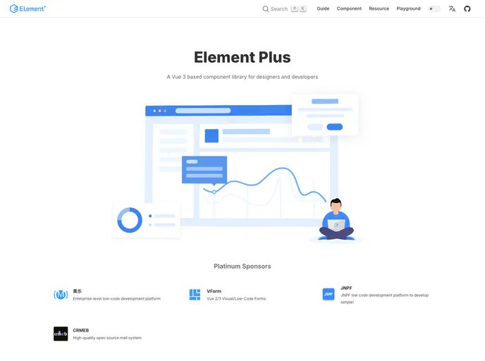 builtatlight's tweet card. A Vue.js 3 UI Library made by Element team