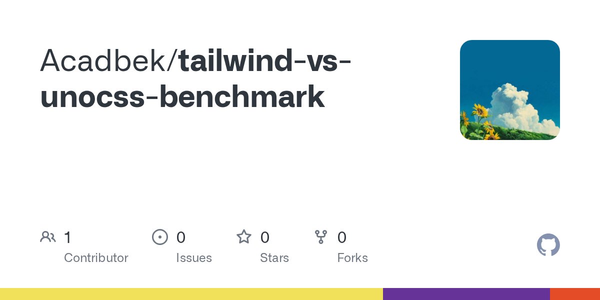 acadb3k's tweet card. Contribute to Acadbek/tailwind-vs-unocss-benchmark development by creating an account on GitHub.