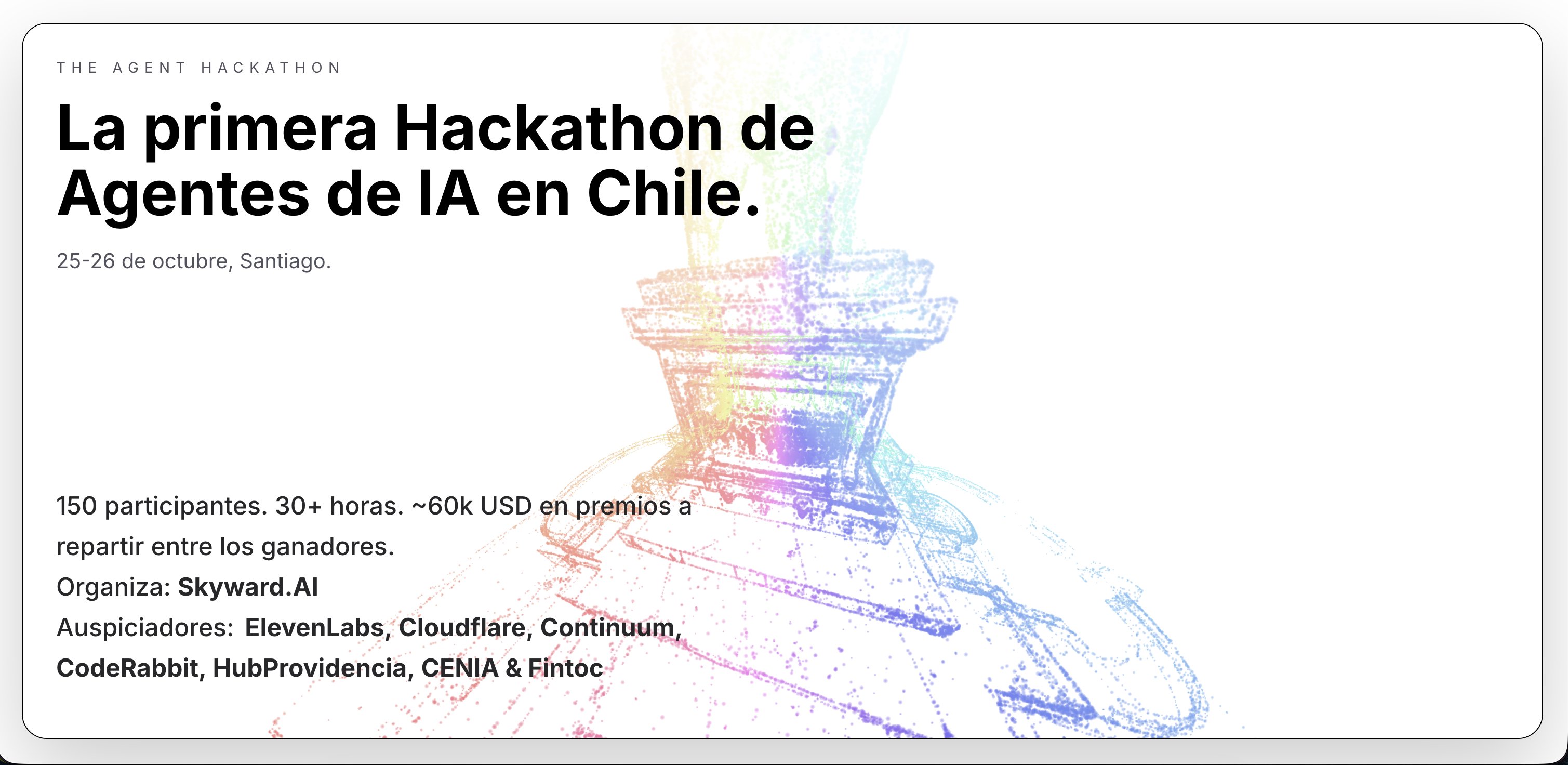 CommunityOS_'s tweet card. "The Agent Hackathon", la primera hackathon de agentes de IA en Chile. Construye proyectos reales en 30+ horas y compite por premios más de 9M en premios a repartir. Menos Pitch, más Shipping. Conoce...