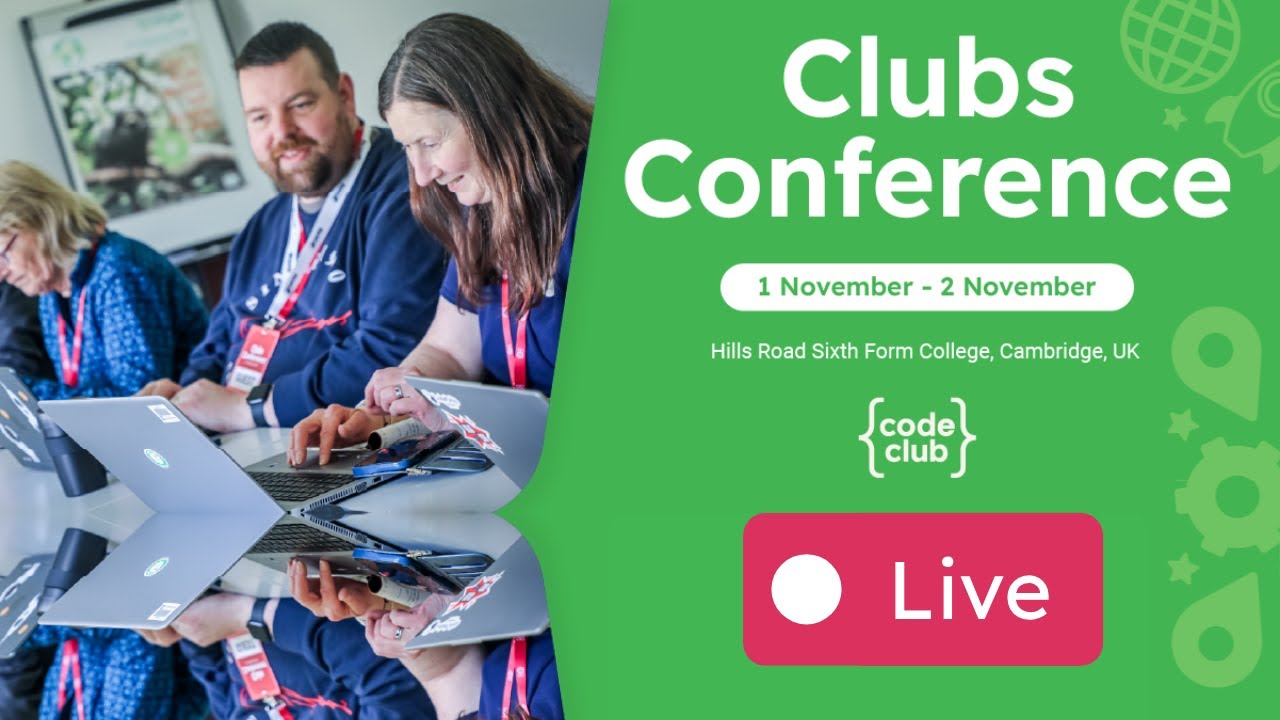 CodeClub's tweet card. Code Club Conference: Live from the main stage | 2 November 2025