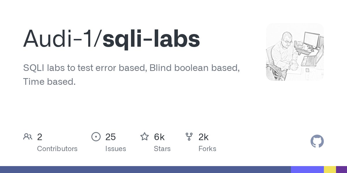 e11i0t_4lders0n's tweet card. SQLI labs to test error based, Blind boolean based, Time based. - Audi-1/sqli-labs