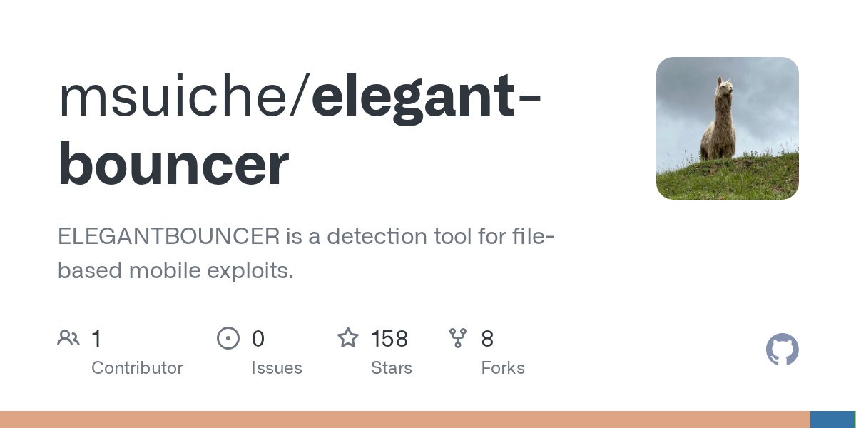 ksg93rd's tweet card. ELEGANTBOUNCER is a detection tool for file-based mobile exploits. - msuiche/elegant-bouncer