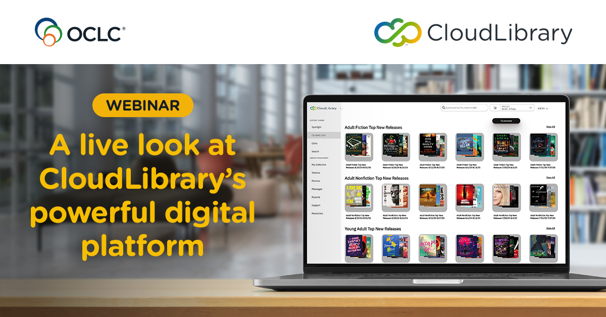 OCLC's tweet card. Watch this 30-minute live demonstration of CloudLibrary's back-end interface, and learn how CloudLibrary makes it seamless to manage and grow your library's digital collection.