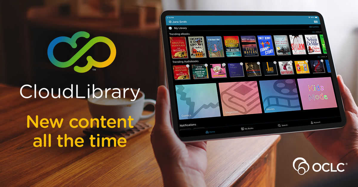 OCLC's tweet card. OCLC's CloudLibrary provides access to a rich collection of digital content in a single app, including millions of ebooks and audiobooks as well as tens of thousands of magazines, newspapers, comics,...