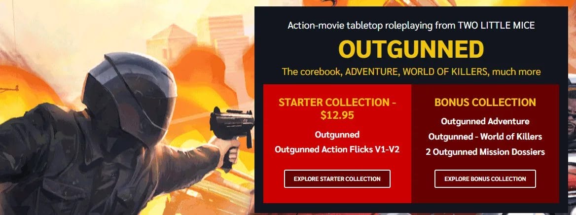 GeekNative's tweet card. Fans of cinematic roleplaying have a new target, as Bundle of Holding launches a deal for Outgunned from Two Little Mice, makers of Household.