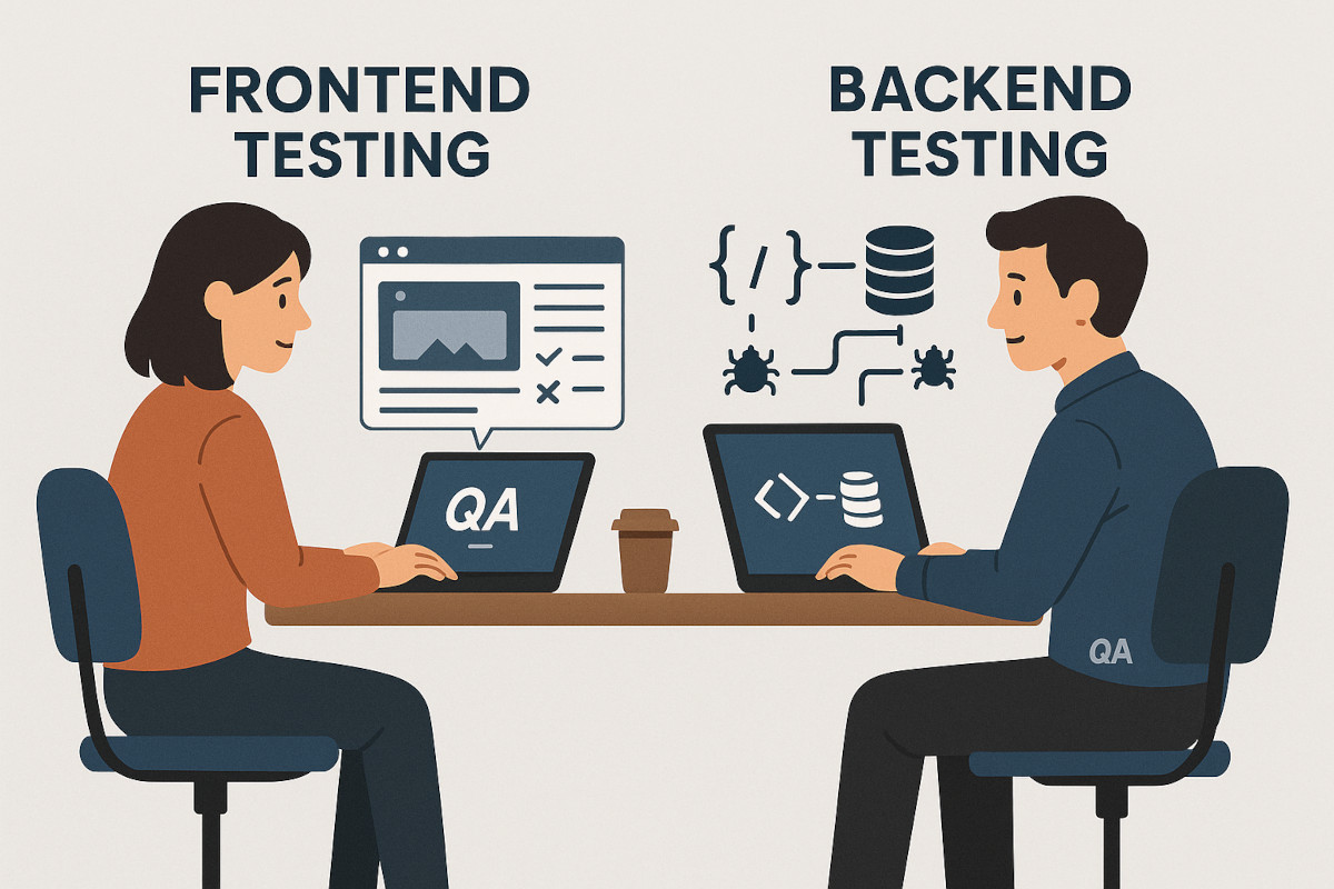 testrigor's tweet card. Discover the key differences between frontend and backend testing, their roles in software quality, and why full-stack testing is crucial for success.