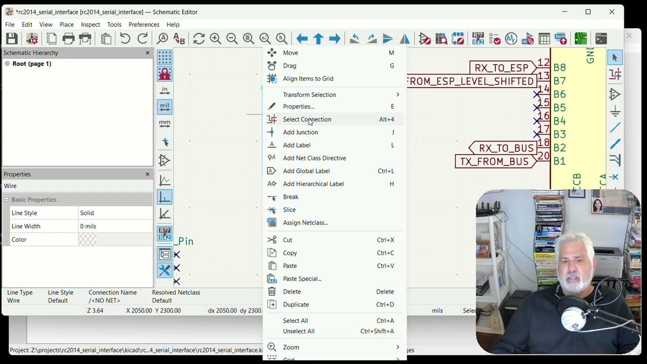 codemonkey0's tweet card. KiCAD 8.0 Select Entire Connection in Schematic Editor ALT+4