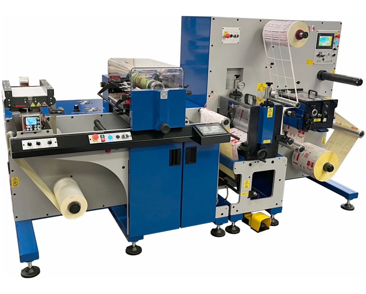 DacoSolutions's tweet card. Daco FLX350 flexo label press - servo driven - Easily print 1 & 2 colour labels and free up your multi-colour flexo label press.
