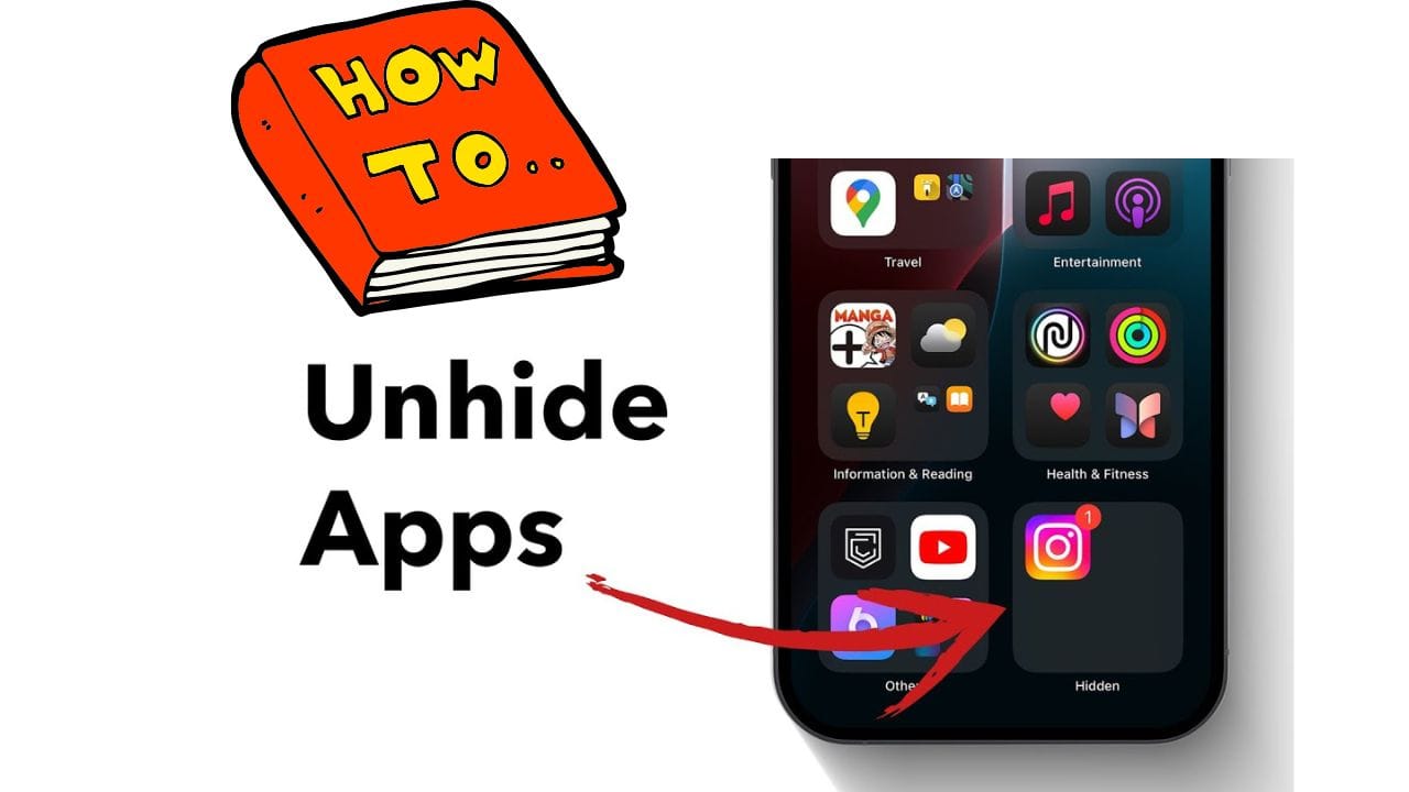 yourtechcompass's tweet card. Learn how to unhide apps on your iPhone. Find hidden apps in your App Library, Settings, or Screen Time restrictions quickly.