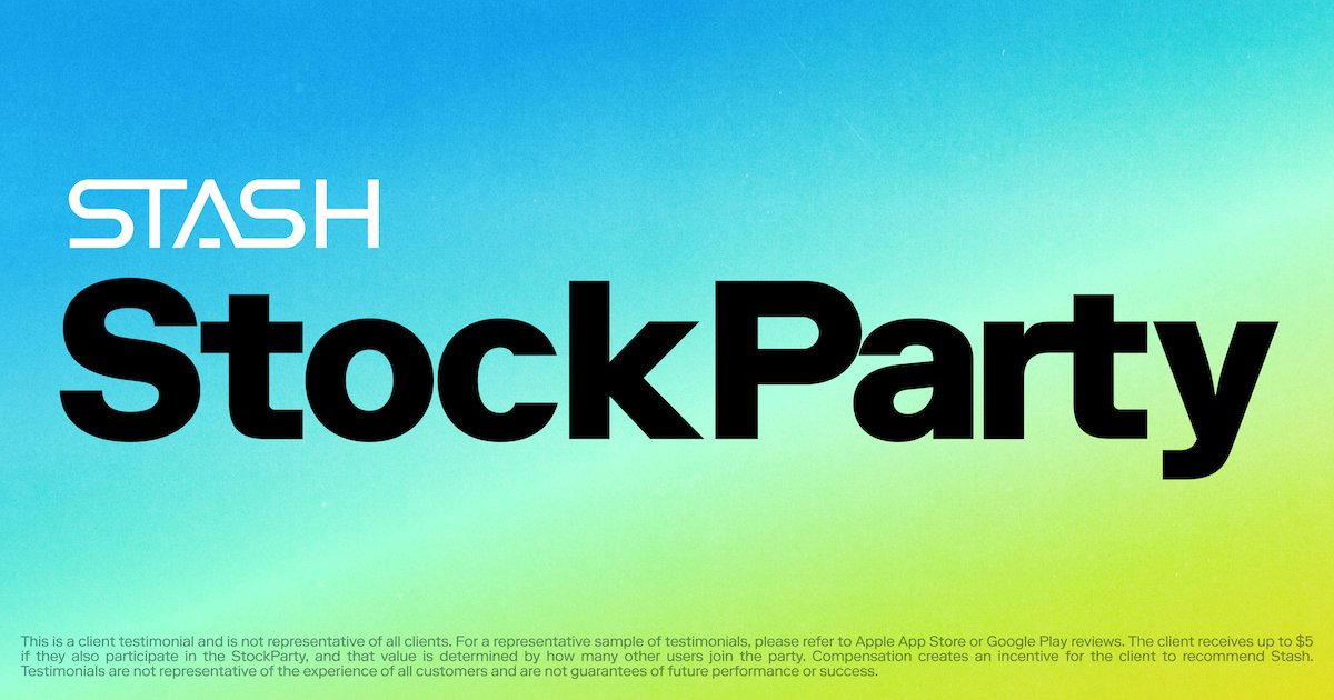 hyperakt1v's tweet card. The more, the merrier! Join #StashStockParty and invite your friends to earn our bonus stock of the week. The bigger the party, the larger the reward.