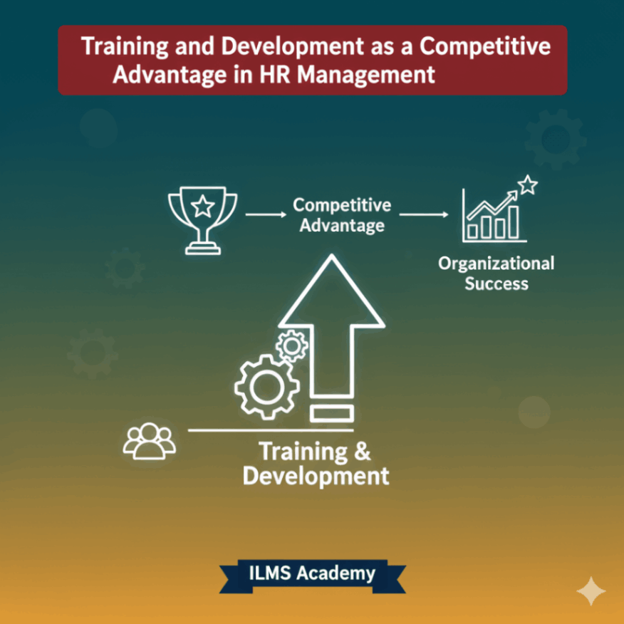 ilmsAcademy's tweet card. Discover how strategic training and development programs can provide a competitive edge in HR management. Learn about continuous learning, effective program design, and measuring ROI.