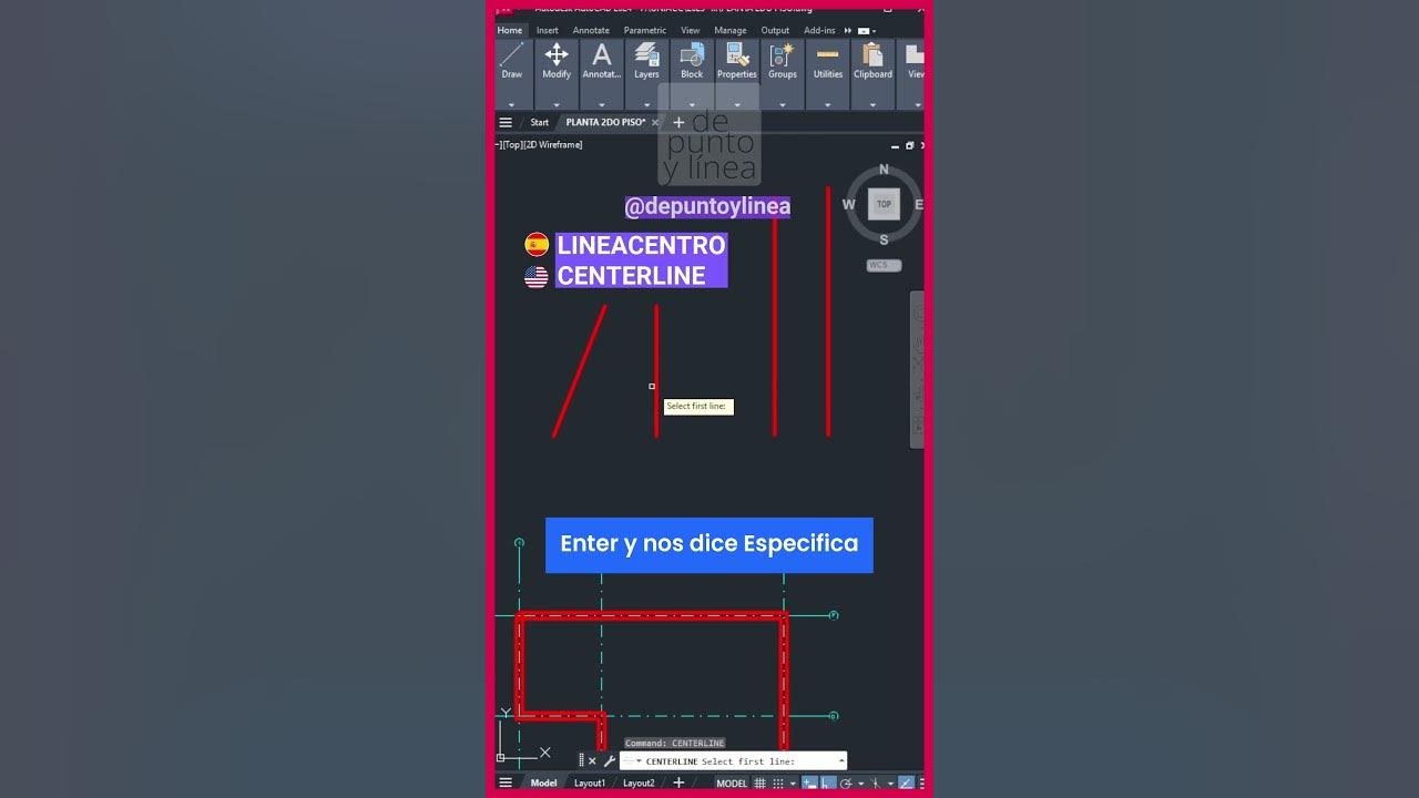 luisjavier69's tweet card. 🚀 Aprende a dibujar el eje entre dos líneas en AutoCAD | #autocadtips