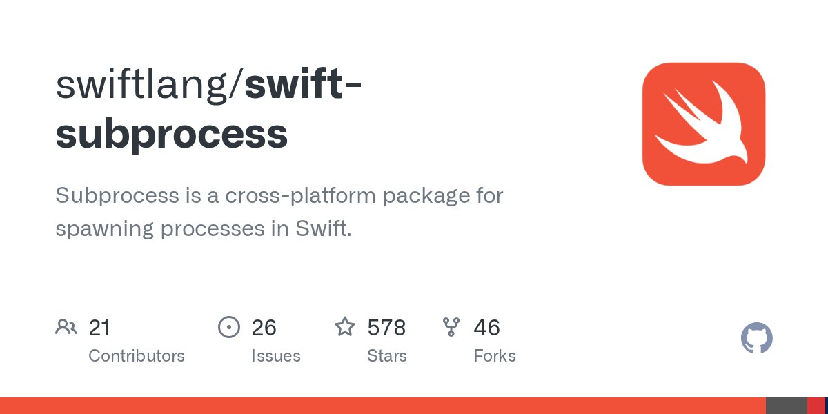 ALTestTw's tweet card. Subprocess is a cross-platform package for spawning processes in Swift. - swiftlang/swift-subprocess