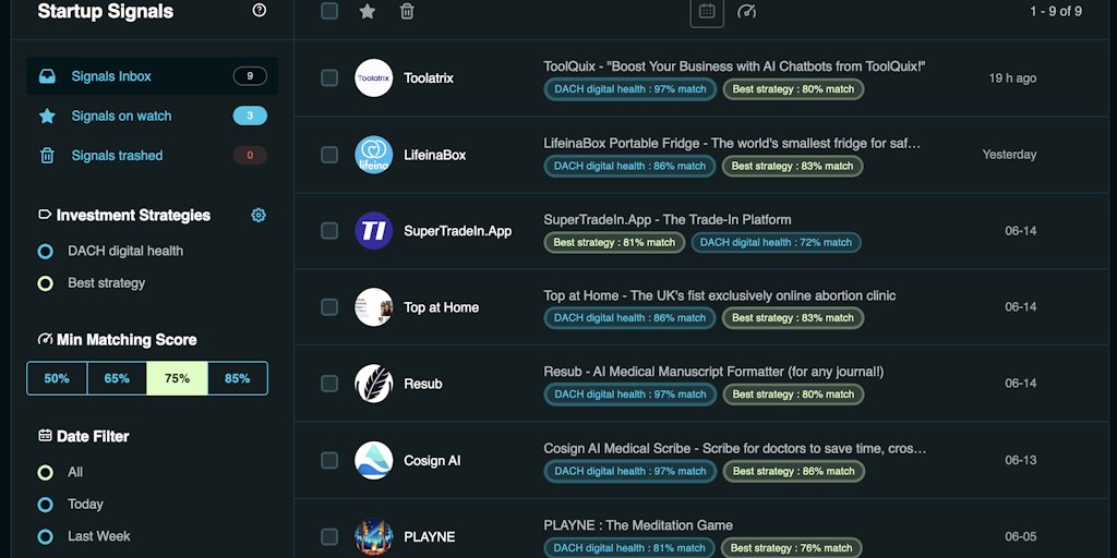accorata_off's tweet card. The AI deal sourcing platform for early-stage investors. Capture all new startups created within your investment niche with daily signals of early-stage startups, automated processing of decks...