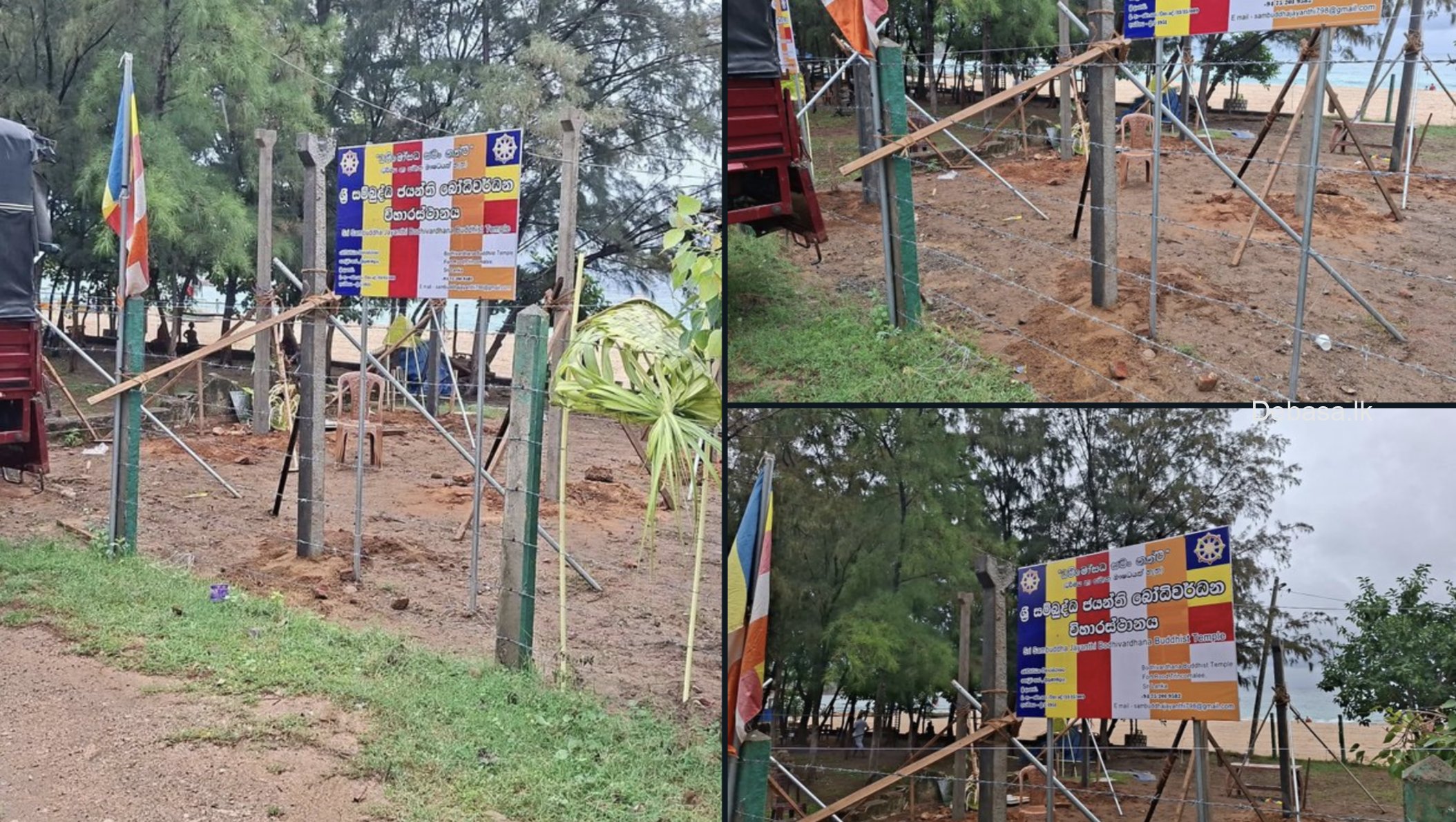 debasalk's tweet card. Unauthorized construction was carried out today (16) inside the premises of the Sri Sampath Jayanthi Bodhi Raja Viharaya, located along the Dutch Bay area near Trincomalee’s Frederick Fort. The wor…