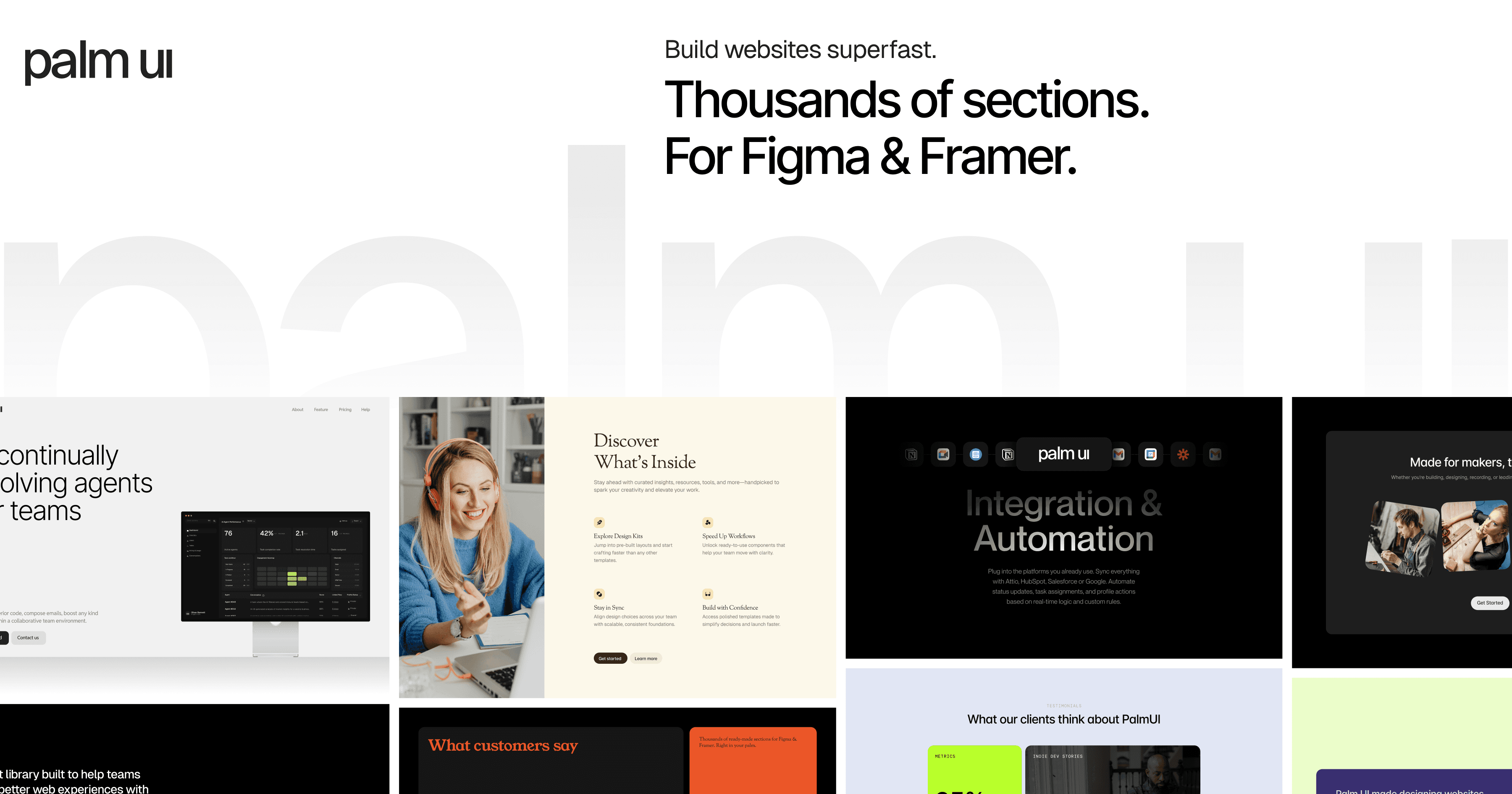 Sulaimaan_www's tweet card. PalmUI is the largest library of website sections, available for both Figma and Framer. It’s designed to make building landing pages or entire websites quick and easy.