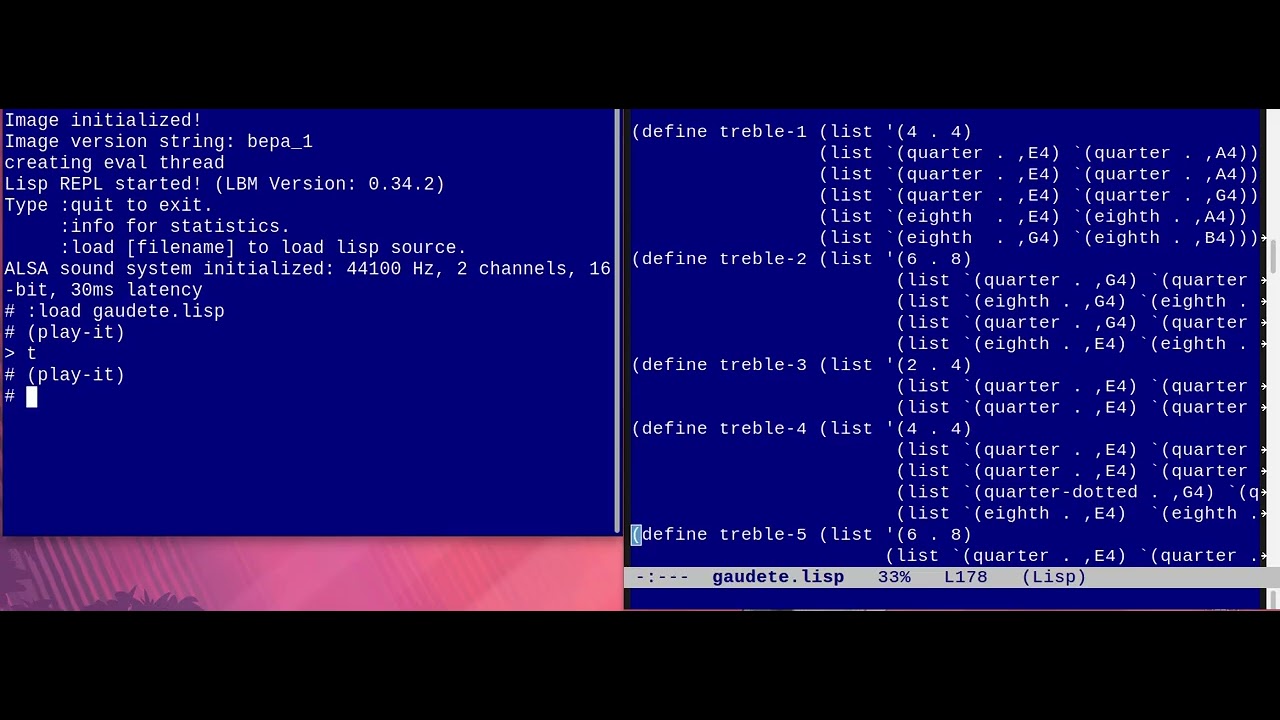 sve10362122's tweet card. Gaudete as a lisp program